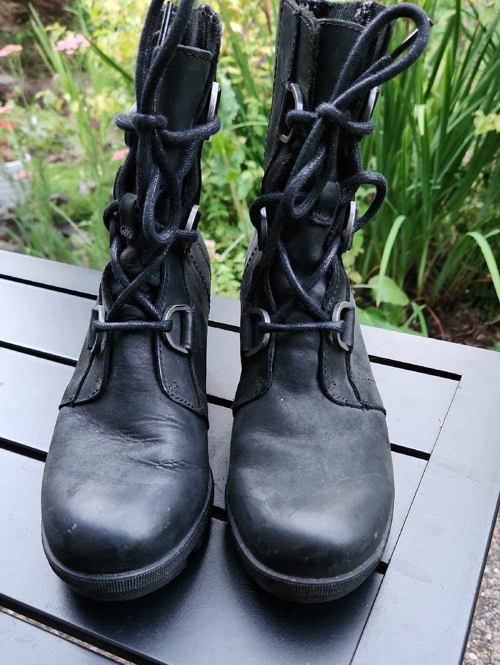 Sorel Black Lace-Up Leather Ankle Boots